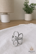 Flower silver ring